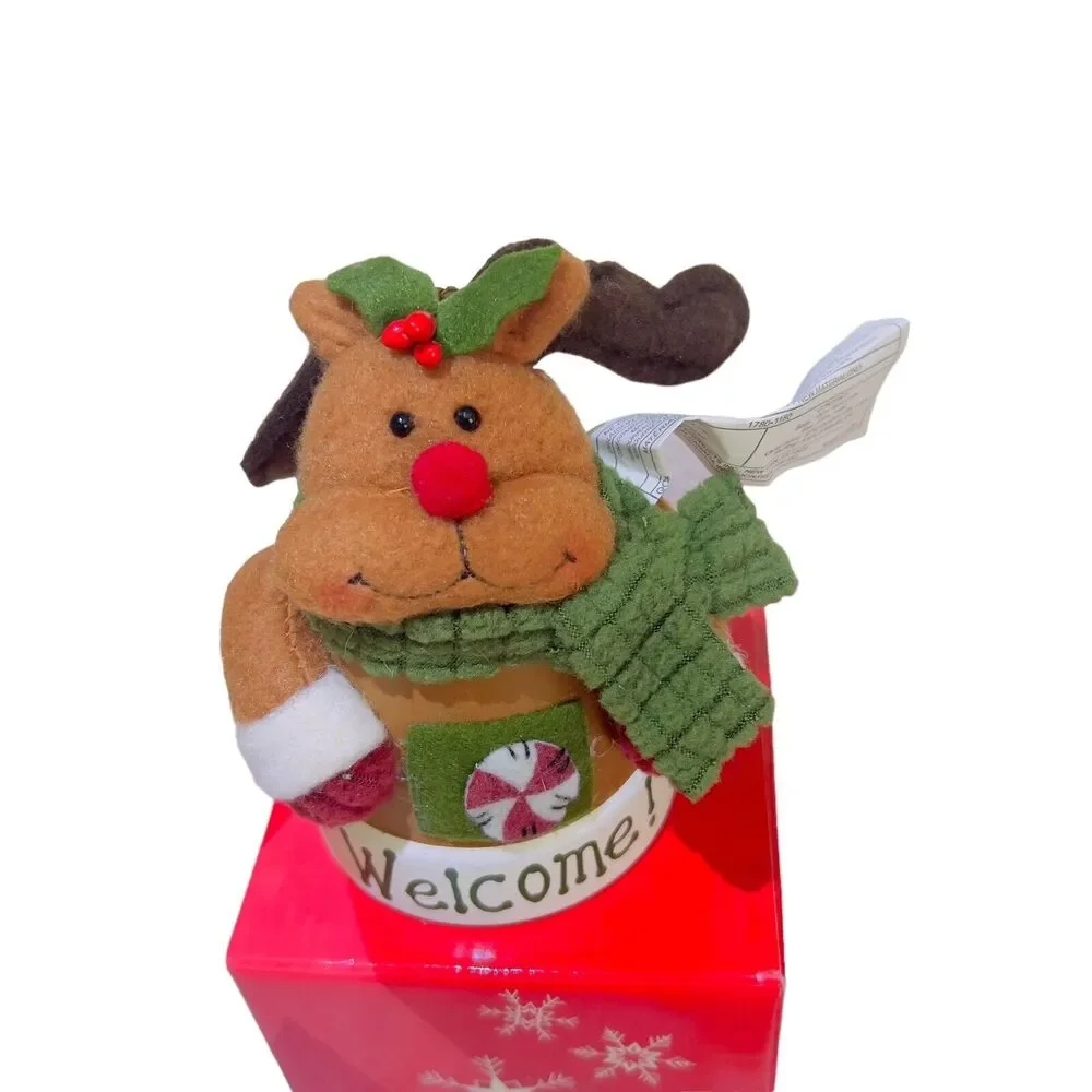VTG AVON Winter Buddies Holiday 4x3 Ornaments‎ Reindeer Bells Welcome Set of 2